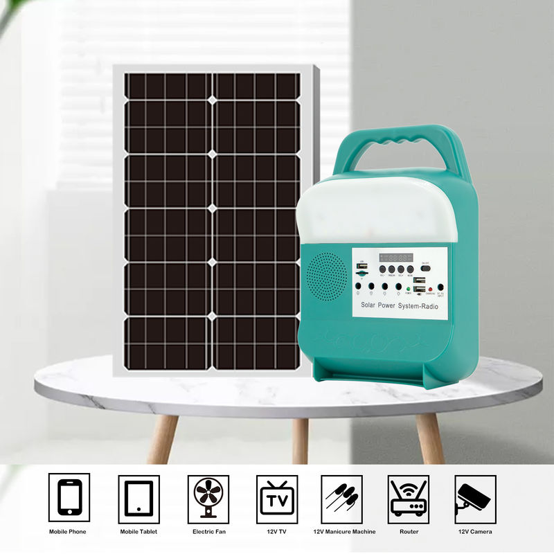 Générateur à la maison solaire portatif de l'alimentation d'énergie 12V avec la lumière à énergie solaire par radio