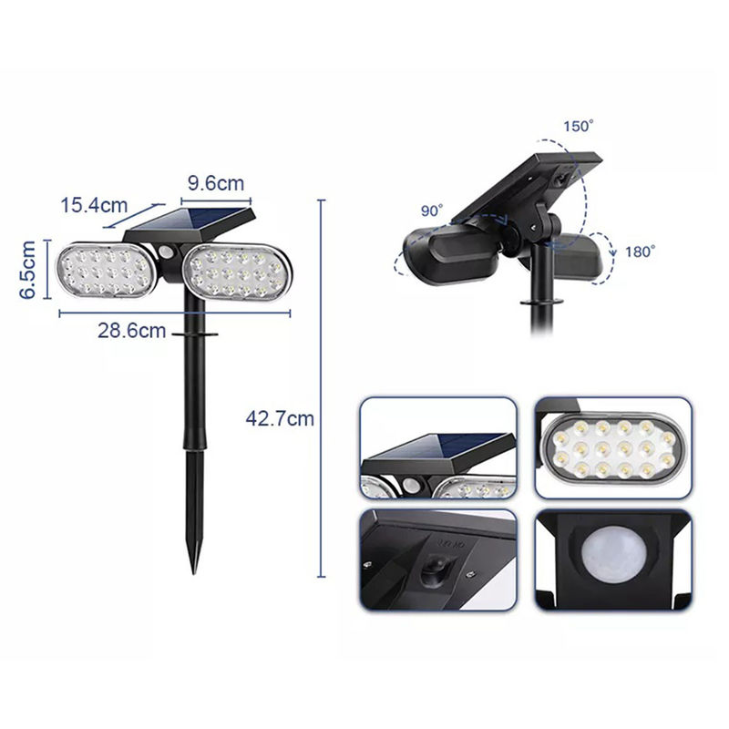 IP65 imperméabilisent les lumières de jardin d'énergie solaire de bâton LED de cour extérieure de voie de piquet de pelouse