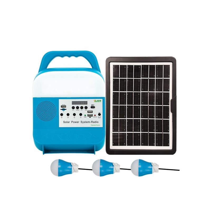 La maison portative de Mini Solar Power Kits For avec des systèmes de haut-parleurs de musique éventent l'énergie solaire et la lumière 5W 6V