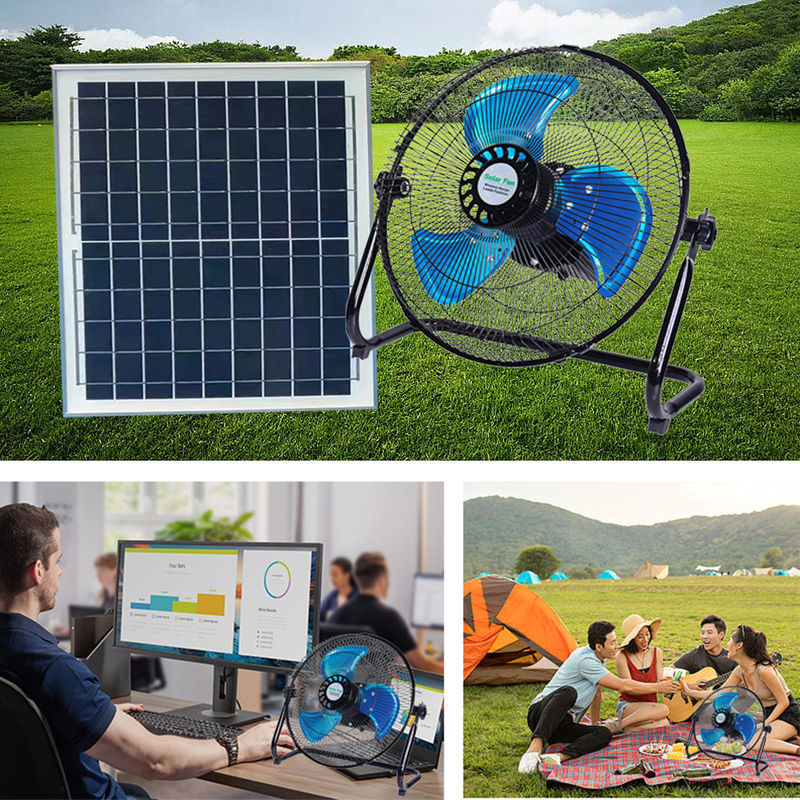 le fan à la maison solaire du système 15W d'éclairage avec 12 vitesses 12 pouces ajournent rechargeable avec le panneau