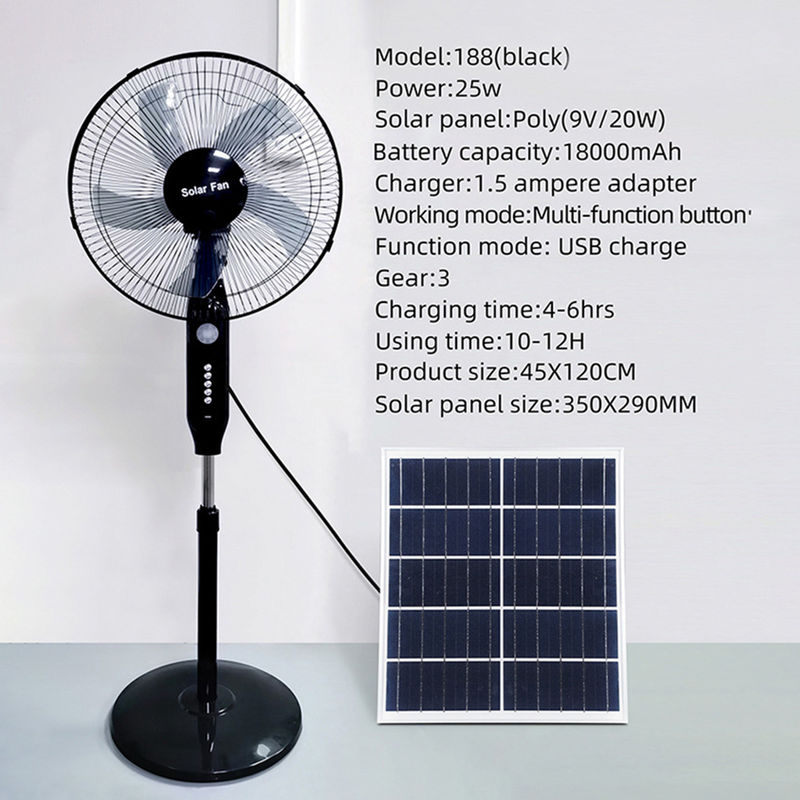 fan 25W extérieure actionnée solaire avec la fan solaire de vitesses de la lumière 3 d'USB+Night