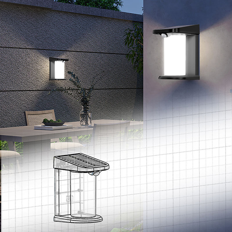 Lumière solaire murale CRI 80 6000K-6500K Blanc neutre -5-50°C Décoratif Capteur de mouvement Action Lumière solaire murale