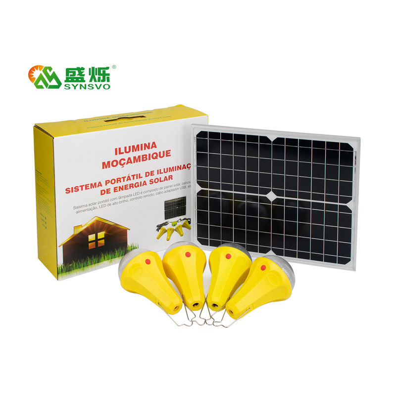 Kit d'éclairage solaire à batterie intégrée au lithium avec 6W*4pcs Temps de fonctionnement de l'ampoule 10h