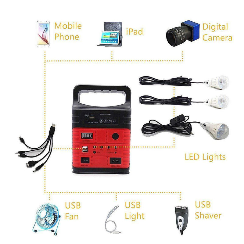 Kit de générateur solaire portable de 8000 mAh Lumières d'urgence solaires bleues Avec panneau solaire 10w 6v