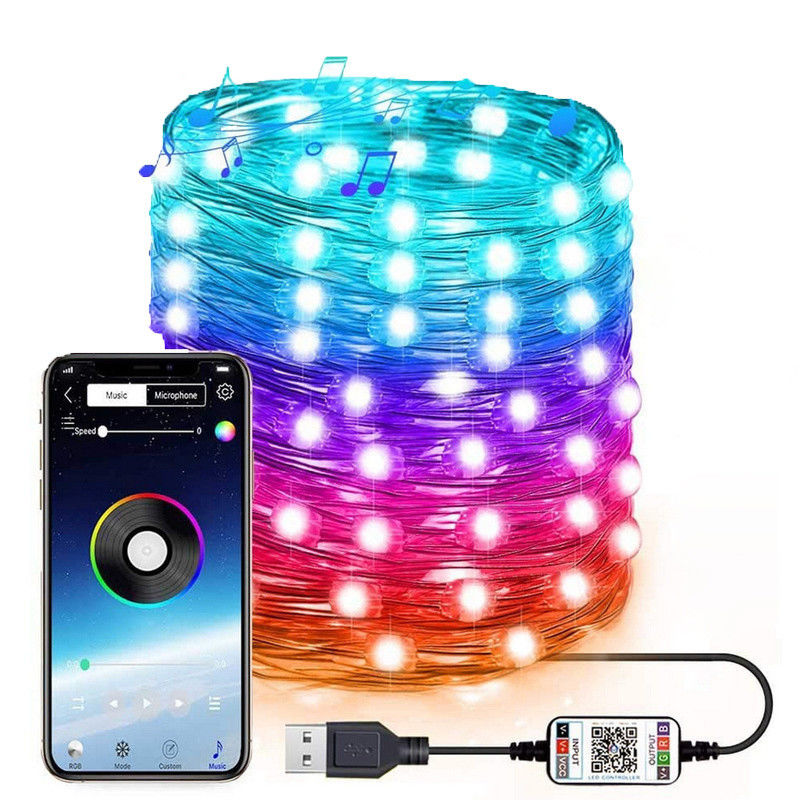 Lumières actionnées solaires de jardin de ficelle de lumières décoratives solaires d'IP65 USB 6lm