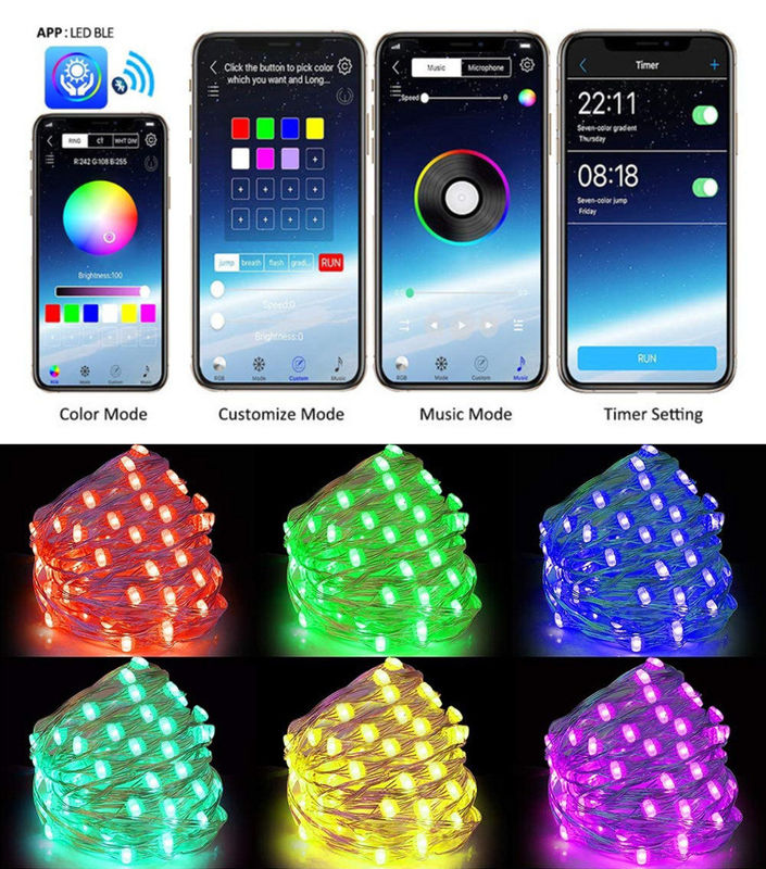 Lumières actionnées solaires de jardin de ficelle de lumières décoratives solaires d'IP65 USB 6lm