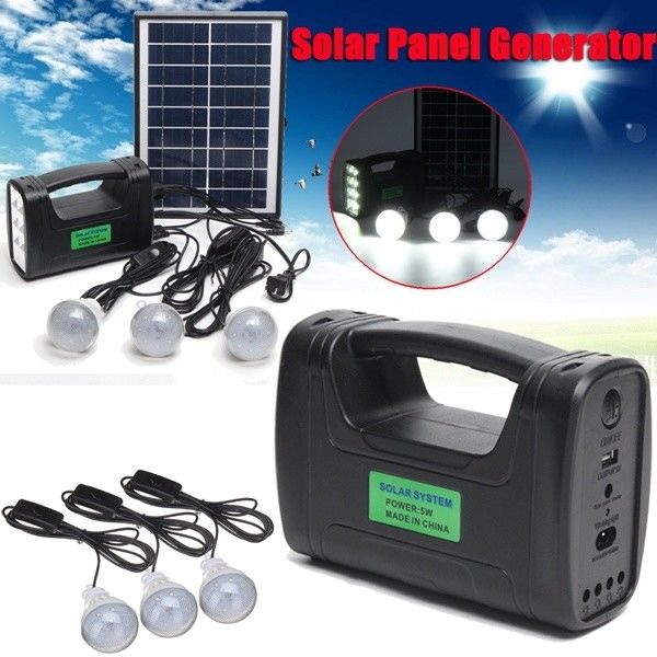 Éclairage solaire d'intérieur Kit With de 12PCS SMD LED 3W 4W 5W	4Ah Batttery d'acide de plomb