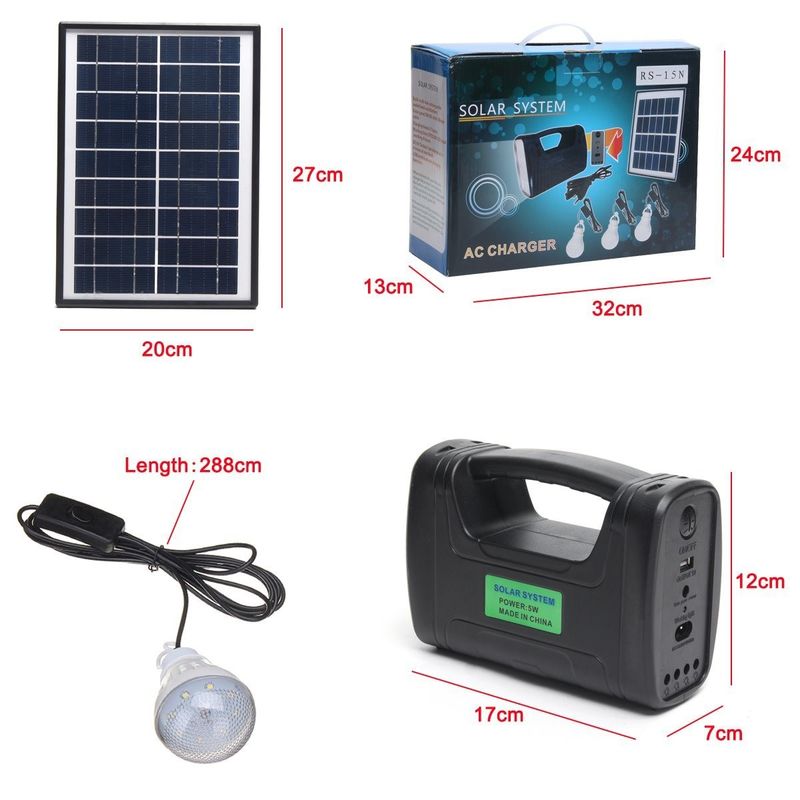 Éclairage solaire d'intérieur Kit With de 12PCS SMD LED 3W 4W 5W	4Ah Batttery d'acide de plomb