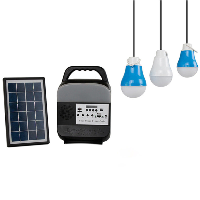 Le chargeur solaire de système d'éclairage d'énergie solaire avec les panneaux solaires portatifs par radio lambrissent le système solaire