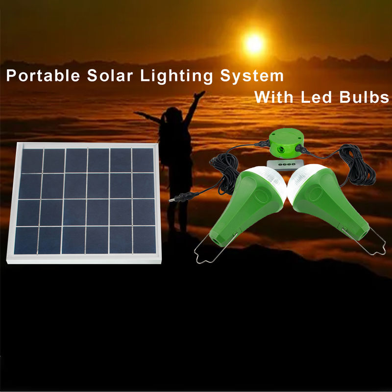 Kits légers solaires d'ampoule de la CE ROHS 10W 5V 2pcs*3W avec le panneau solaire mono