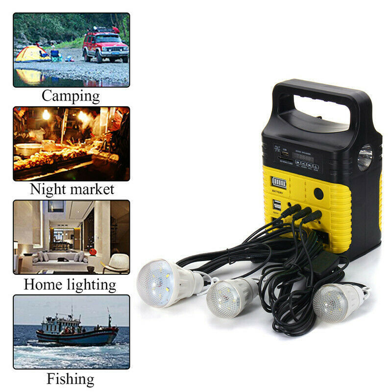 Panneau d'alimentation solaire extérieur Portable 3 ampoules Kit de système d'éclairage de panneau d'alimentation solaire de lumière LED de jardin extérieur