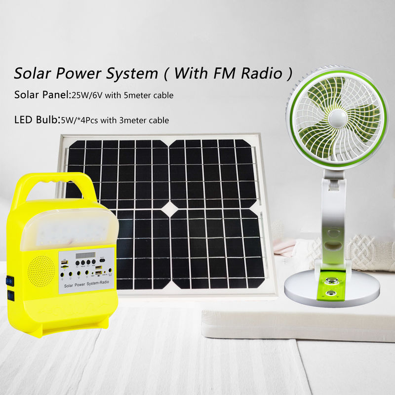 Système d'éclairage solaire de caravane résidentielle de 25 watts avec le port de remplissage par radio SRE-6828 3pcs d'USB