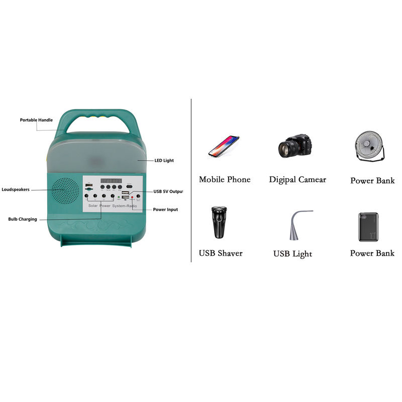 du générateur 3pcs système d'éclairage à la maison 3.7V 5W solaire portatif avec la radio de FM d'orateur