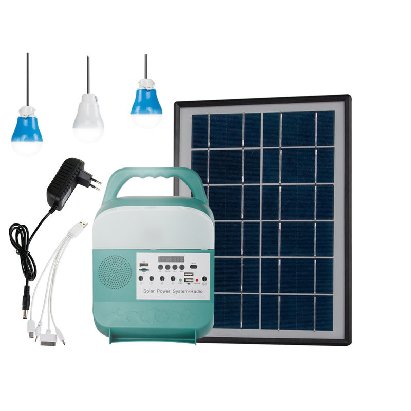 du générateur 3pcs système d'éclairage à la maison 3.7V 5W solaire portatif avec la radio de FM d'orateur