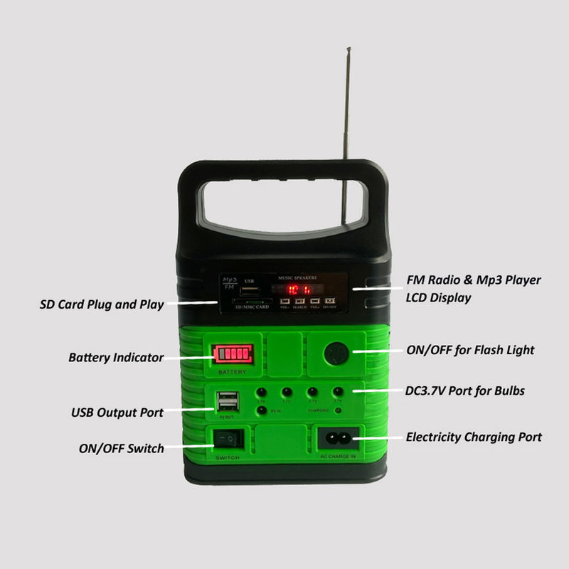 radio portative MP3 Mini Outdoor Camping de système de l'alimentation 7500mah solaire Kit With Built In FM
