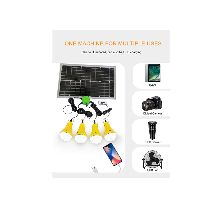 Générateur 30W de Mini Portable Solar Power System avec des ampoules du chargeur 4 LED de téléphone