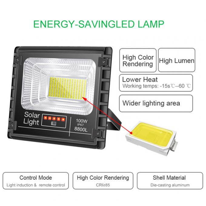Lumière d'inondation solaire solaire extérieure du degré de sécurité LED de la lampe 100W pour solaire de réverbère de jardin actionné