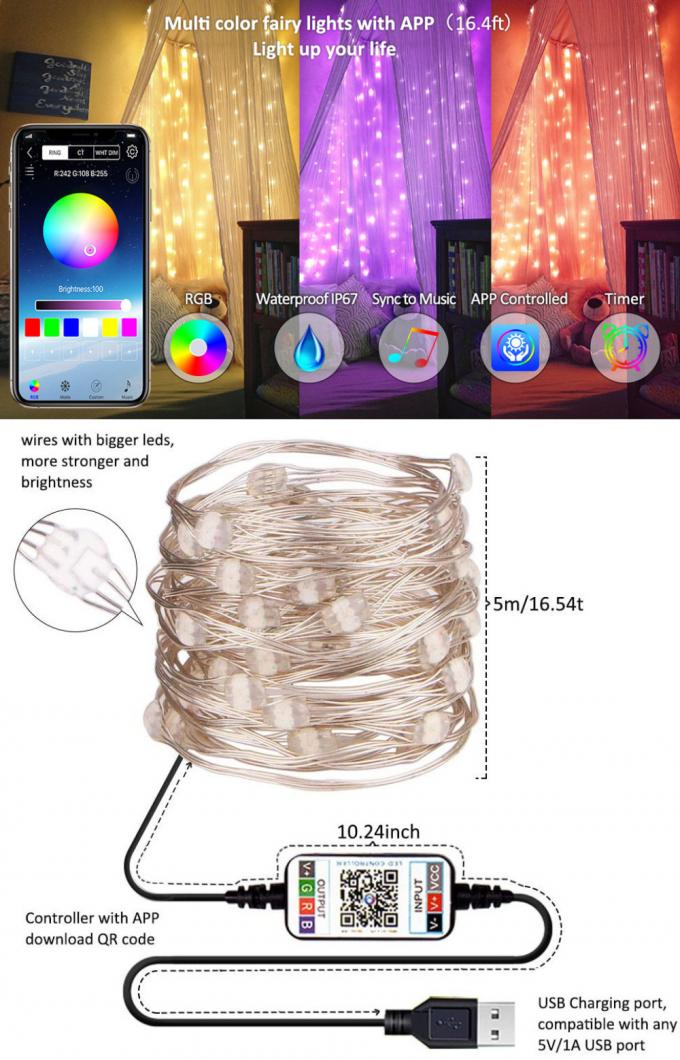 Lampe imperméable extérieure d'USB de nouvelle de LED lampe d'en cuivre avec la vente en gros décorative de ficelle de lampe de couleur de basse tension