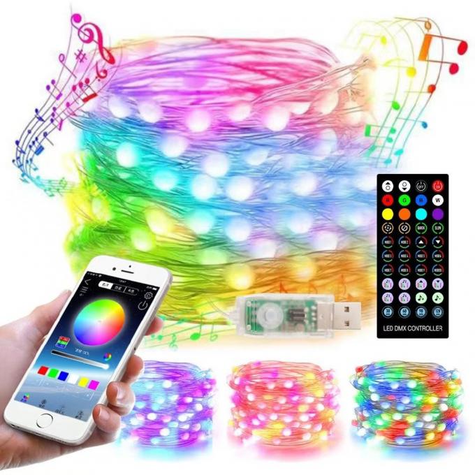 La ficelle de LED allume Noël à distance futé de festival de noce de Halloween de contrôle d'APPLI de Bluetooth