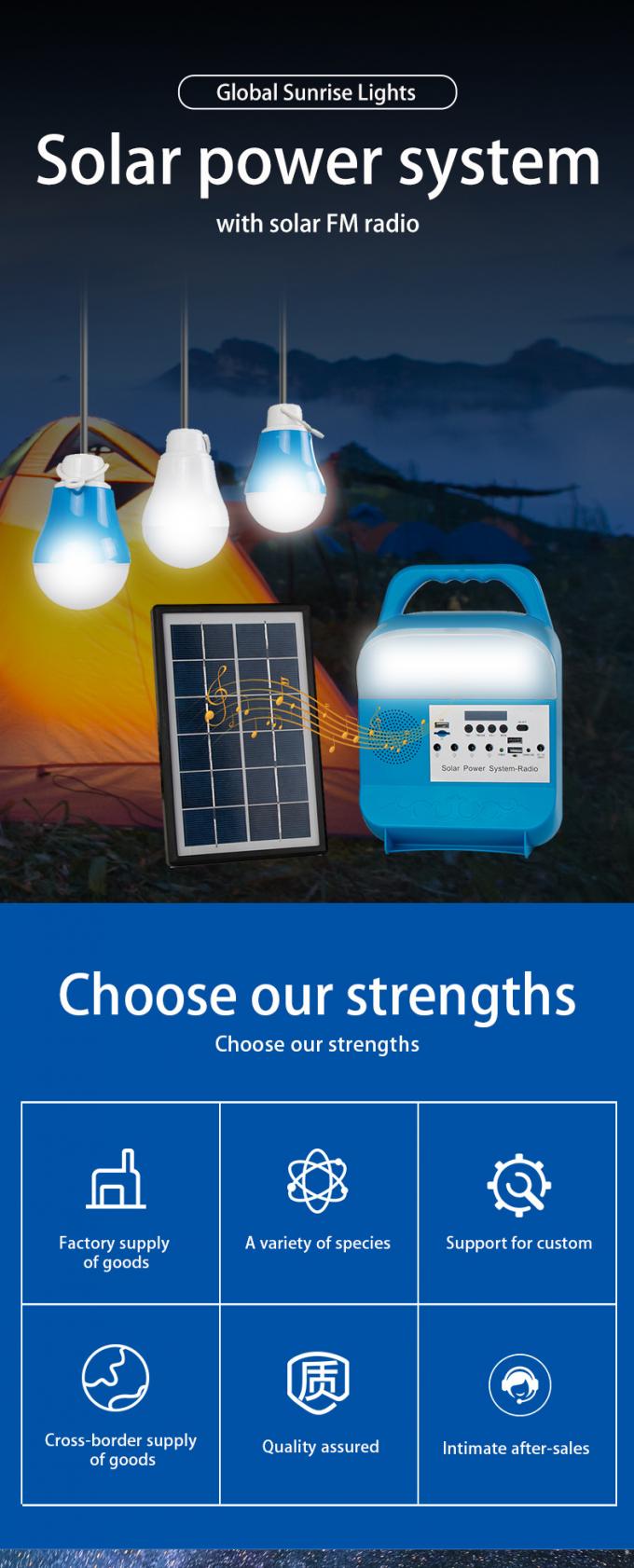 Petit système de production d'électricité solaire allumant le haut-parleur portatif de commerce extérieur Bluetooth de ménage avec la radio