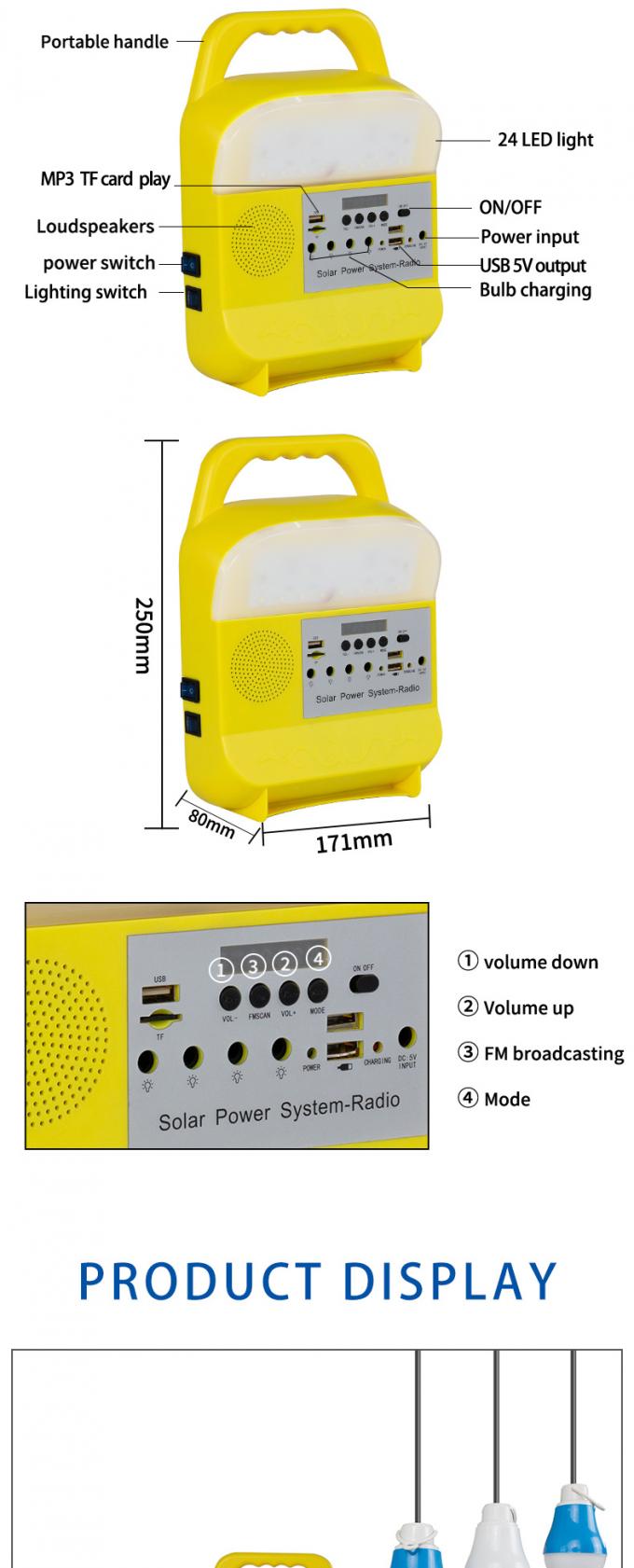 Petit système de production d'électricité solaire allumant le haut-parleur portatif de commerce extérieur Bluetooth de ménage avec la radio