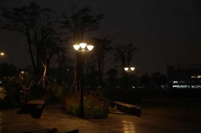 Les courriers de haute qualité de LED Polonais font du jardinage lumière solaire de pelouse de pilier de lampe
