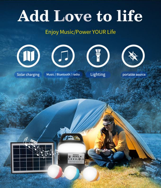 Petite lampe de main d'électricité solaire de système portatif de production, utilisée pour camper, maison, voiture