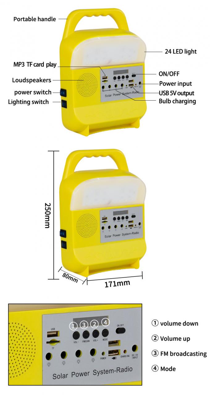 Système d'éclairage solaire avec le chargeur de téléphone portable, approprié portatifs à la maison et au camping