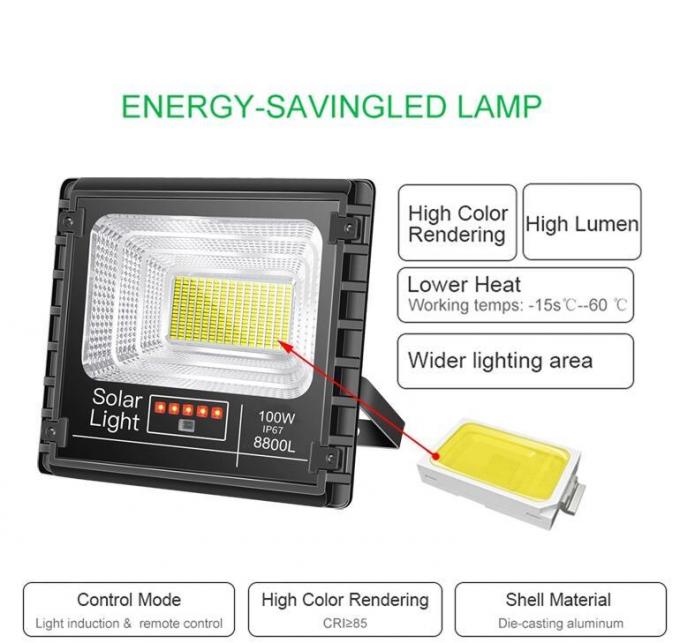 Lumière d'inondation solaire extérieure industrielle solaire du réflecteur LED de panneau d'affichage du projecteur 40W 60W 100W 150W 200W 300W de sécurité de la puissance IP67