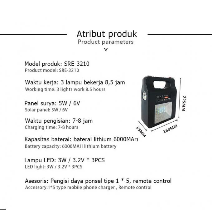 Éclairage à la maison solaire de système d'alimentation avec les lumières extérieures par radio de secours de coupure électrique de camping de Bluetooth