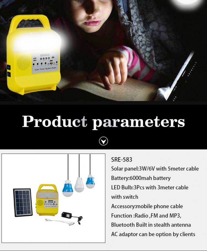 Lumière solaire de allumage à la maison du produit 5V Kit Power System Radio 3W 5W 10W d'usine de la Chine