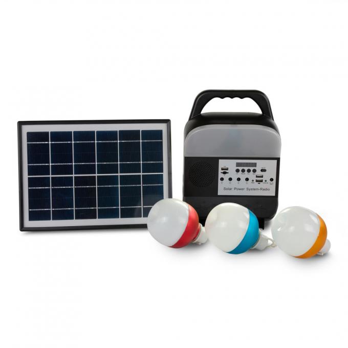 12W kit portatif de système d'éclairage d'énergie solaire d'ampoules du panneau solaire 4 LED pour la maison avec le téléphone portable chargeant de la parenthèse