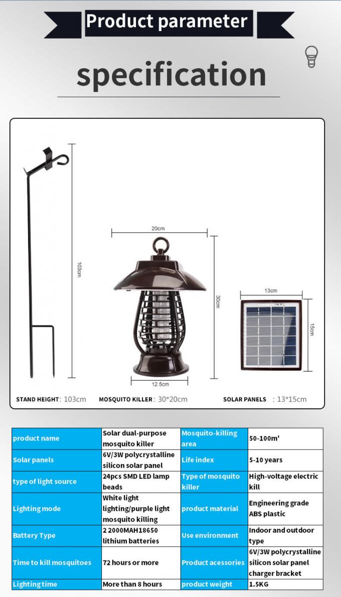 Lampe solaire de Moustique-massacre allumant la lampe intelligente de contrôle léger de Moustique-massacre