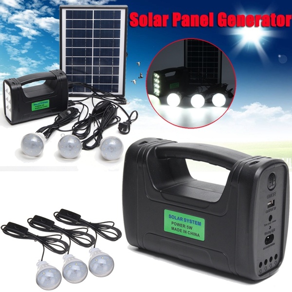 La lumière d'intérieur solaire de lumière de générateur de panneau solaire le font vous-même lampe solaire solaire solaire du kit 3W 4W 5W Light+3PCS