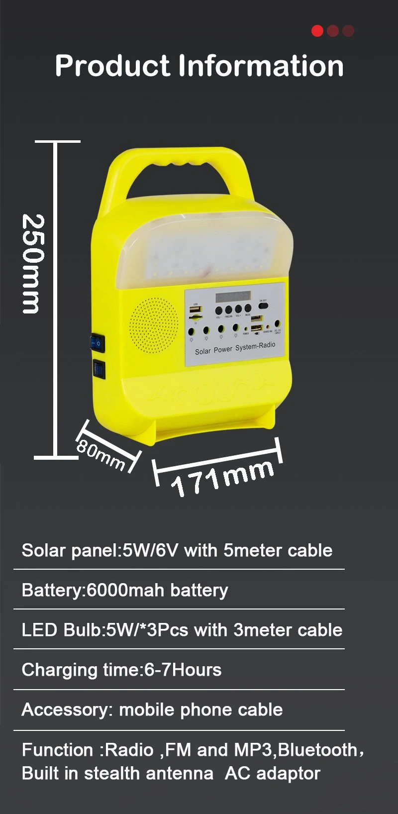 Allumage de génération d'alimentation générale de secours portatif outre de la petite lumière solaire de centrale solaire de grille