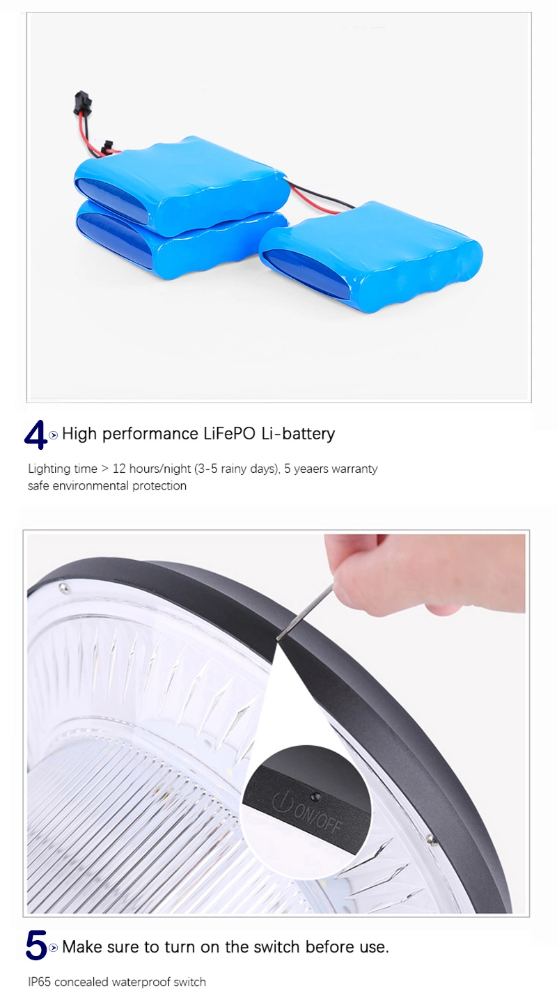 Lumière solaire imperméable extérieure en gros de mur d'IP65 3000K 6000K avec du CE RoHS